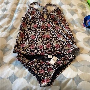 Loft swim floral tankini set-bottoms never worn!